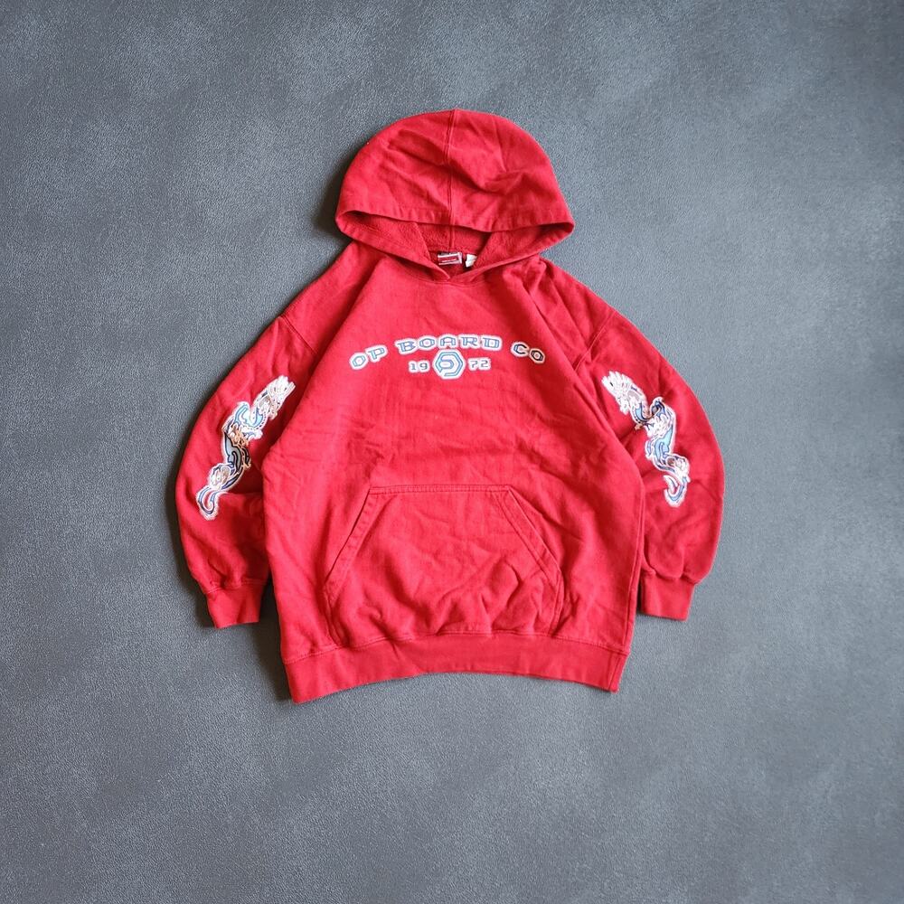 Vintage Ocean Pacific Board Co. Red Surfer Pullover Hoodie XL